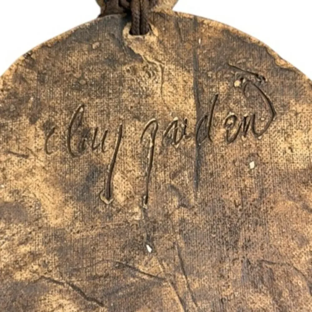 Clay Garden Handmade Studio Pottery Signed Wall Hanging Pendant Rustic Art 4.5
